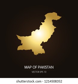 Gold map-Pakistan map on a dark background.Vector illustration eps 10.