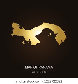 Gold map-Panama map on a dark background.Vector illustration eps 10.