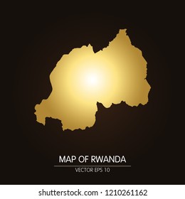 Gold map-Rwanda map on a dark background.Vector illustration eps 10.