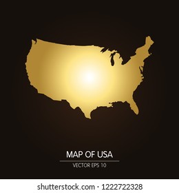 Gold map-USA map on a dark background.Vector illustration eps 10.