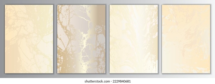 Gold Marble Background Set. Elegant Beige Texture Collection