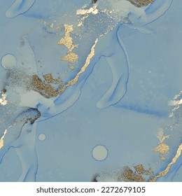 Gold Marble Background. Shiny Vector Ink Glitter. Fluid Elegant Watercolor. Blue Art Paint. Foil Seamless Watercolor. Golden Watercolor Marble. Foil Alcohol Ink Marble. Luxury Seamless Ink Painting