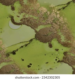 goldener Marmor-Hintergrund. Vektornahtlose Malerei. Gold Nahtlose Aquarell. Kupferfarben-Hintergrund. gelbe Aquarellkanvas. Farbe der Folie. Geode Elegante Wiederholung. Marmor grüner Alkohol Tinte.