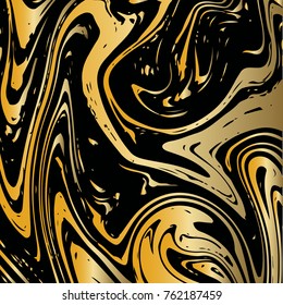 Gold Marble Background. Vector Square Marbling Texture on Black. VIP Rich Golden Splash, Celebration Design Element or Product Cover. Stone Engraving. Golden Marble Background, Glitter Acrylic Pattern