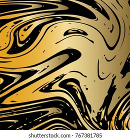 Gold Marble Background. Vector Square Marbling Texture on Black. VIP Rich Golden Splash, Celebration Design Element or Product Cover. Stone Engraving. Golden Marble Background, Glitter Acrylic Pattern