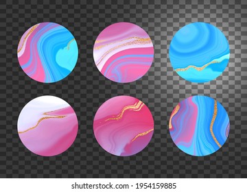 Gold marble. A beautiful combination of pink marble and gold. For invitations and banners.Minimalist pink marble, modern round shapes. Vector design.