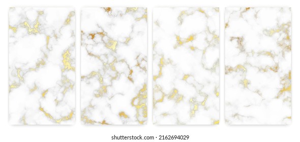 Gold marble texture background. Set of four abstract backdrops of marble granite stone. Vector illustration