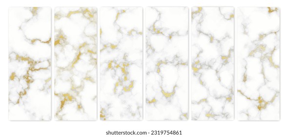 Fondo de textura de mármol dorado. Conjunto de seis telones de fondo abstractos de piedra de granito de mármol. Ilustración del vector