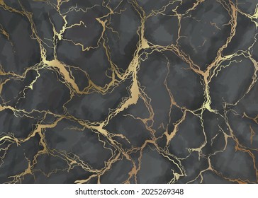 Gold marble texture on gray background. Luxury design for wall art vector illustration.