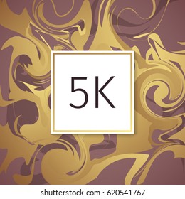 Gold Marble Vector Thanks Design Template for Network Friends and Followers. Thank you 5 K followers card. Image for Social Networks. Web user celebrates a large number of subscribers or followers.