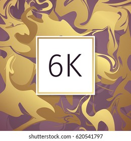 Gold Marble Vector Thanks Design Template for Network Friends and Followers. Thank you 6 K followers card. Image for Social Networks. Web user celebrates a large number of subscribers or followers.