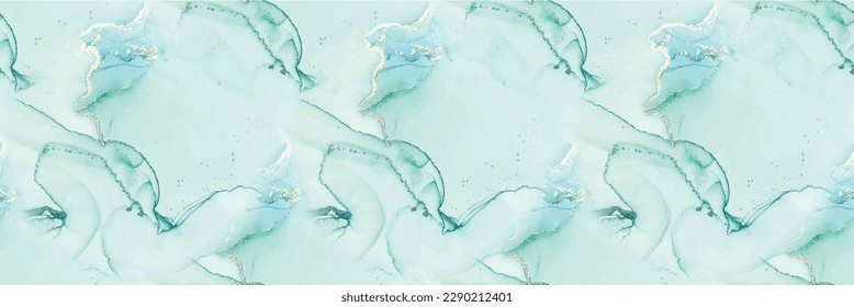 Gold Marble Watercolor. Foil Art Paint. Geode Elegant Repeat. Blue Seamless Background. Marble Green Water Color. Golden Alcohol Ink Canvas. Bronze Vector Ink Watercolor. Modern Abstract Painting.