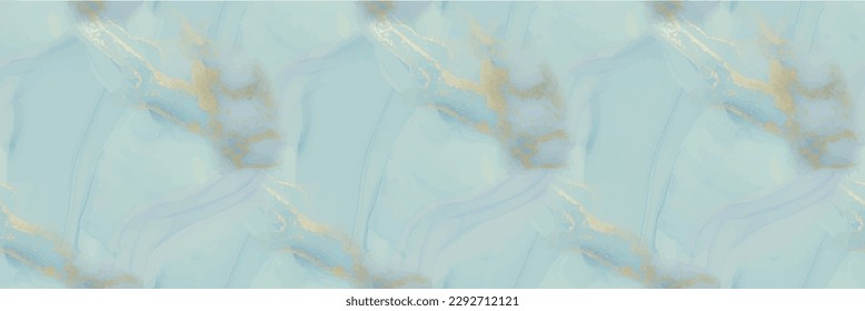 Gold Marble Watercolor. Luxury Seamless Art Template. Alcohol Ink Marble. Blue Abstract Background. Vector Ink Canvas. Luxury Copper Repeat. Foil Ink Paint. Fluid Seamless Background. Foil Watercolor