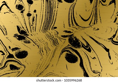 Gold marbled texture. Golden background. Black and gold stone pattern. Vector illustration.