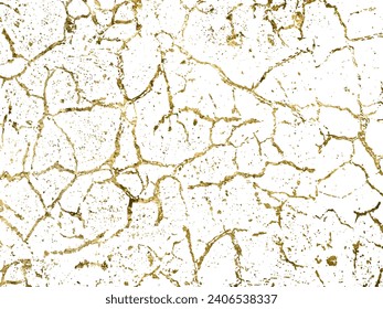 Gold Marbling Texture on white background, design for poster, brochure, invitation, cover book, catalog. Vector illustration	
