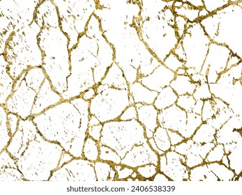 Gold Marbling Texture on white background, design for poster, brochure, invitation, cover book, catalog. Vector illustration	