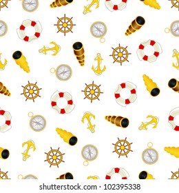 Gold marine pattern on white, vector, 10eps.
