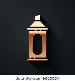 Gold Marker pen icon isolated on black background. Long shadow style. Vector Illustration