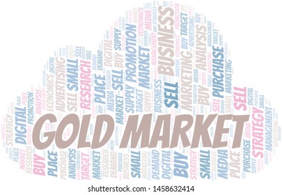 Gold Market word cloud. Vector made with text only