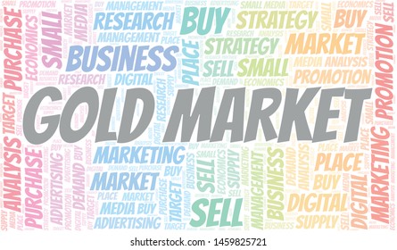 Gold Market word cloud. Vector made with text only