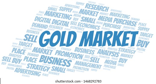 Gold Market word cloud. Vector made with text only
