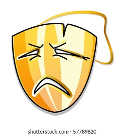 gold mask. emotion - sadness or pain