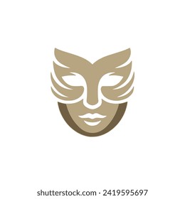 gold mask logo vector illustration template design