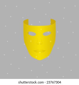 Gold mask on a grey background