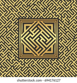Gold maze. Maze element. Labyrinth.
