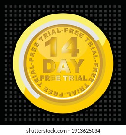  gold medal with a 14 day free trial, icon vector
