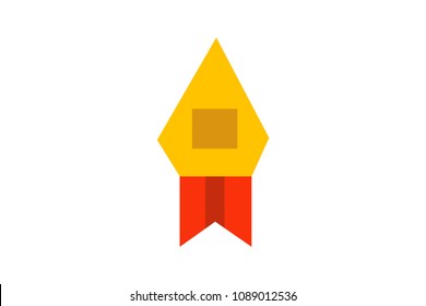 Gold Medal, achievement, award, champion in flat style design. vector illustration