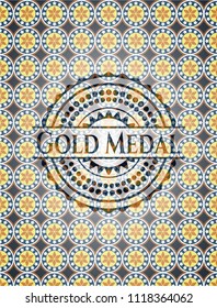 Gold Medal arabesque emblem background. arabic decoration.