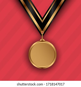 Gold Medal Award With Black Ribbon