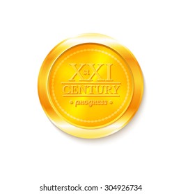 Gold medal award in the field of science, the progress of the 21st century, vector illustration