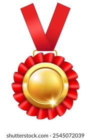 Gold medal. Medal for awarding. Vector clipart.