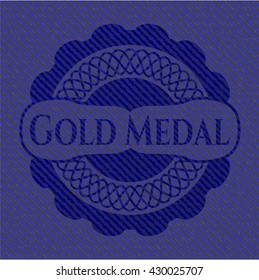 Gold Medal badge with denim texture