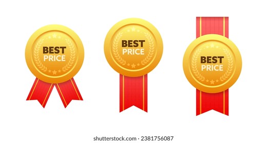 Gold medal for Best price. Retail badge. Best price tag. Vector stock illustration