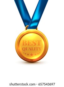 Gold Medal Best Quality Award isolate on white background.Vector illustration of Winner or Award concept.