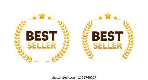 Gold medal for best seller. Retail badge. Best seller tag. Vector stock illustration