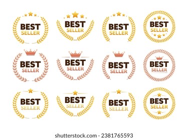 Gold medal for best seller. Retail badge. Best seller tag. Vector stock illustration