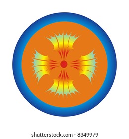 Gold medal in blue background
