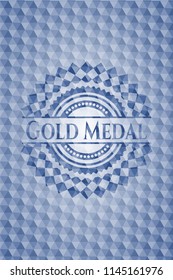 Gold Medal blue hexagon emblem.