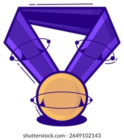 Gold Medal Cartoon Illustration. Graduation Icon Concept Isolated