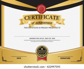 Gold Medal Certificate Template Vector Illustration Stock Vector ...