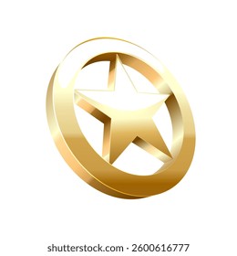 Gold medal. Coin icon. Gold star. Coin with the star. Graphic user interface design element.