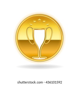 Gold medal with cup in side