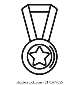Gold medal degree icon outline vector. Graduate education. Training success