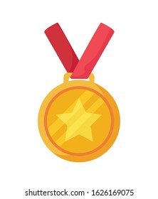 Gold medal design, Winner first position competition success sport best leadership compete and challenge theme Vector illustration