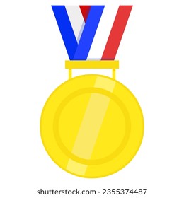 Gold medal empty with ribbons in the colors of the French flag