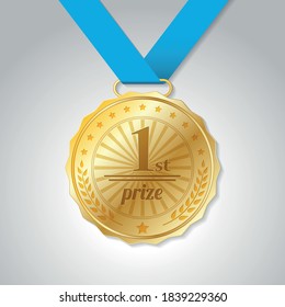 Gold medal, first place, in vector